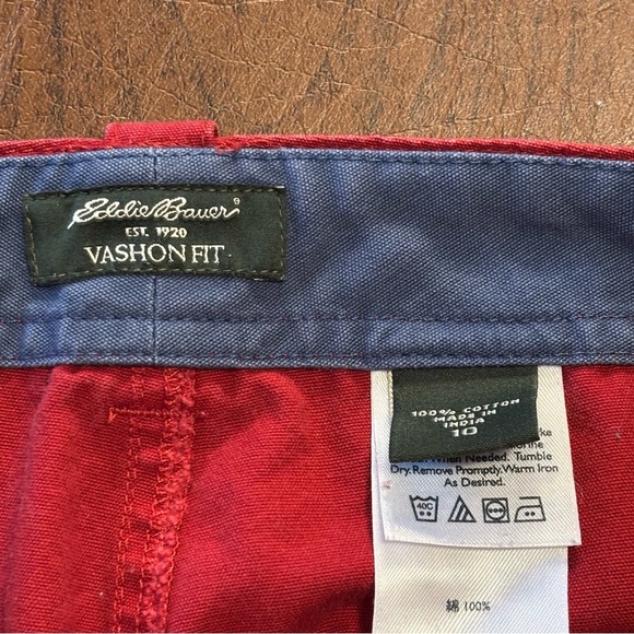 Eddie Bauer Vashon Fit Red Capri Crop Pants Cotton Size 10 - Picture 6 of 7